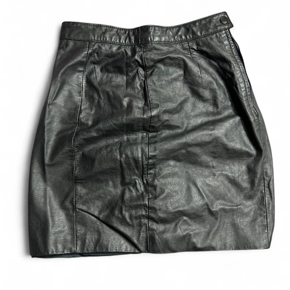 Vintage Black Authentic Leather Skirt Size 8